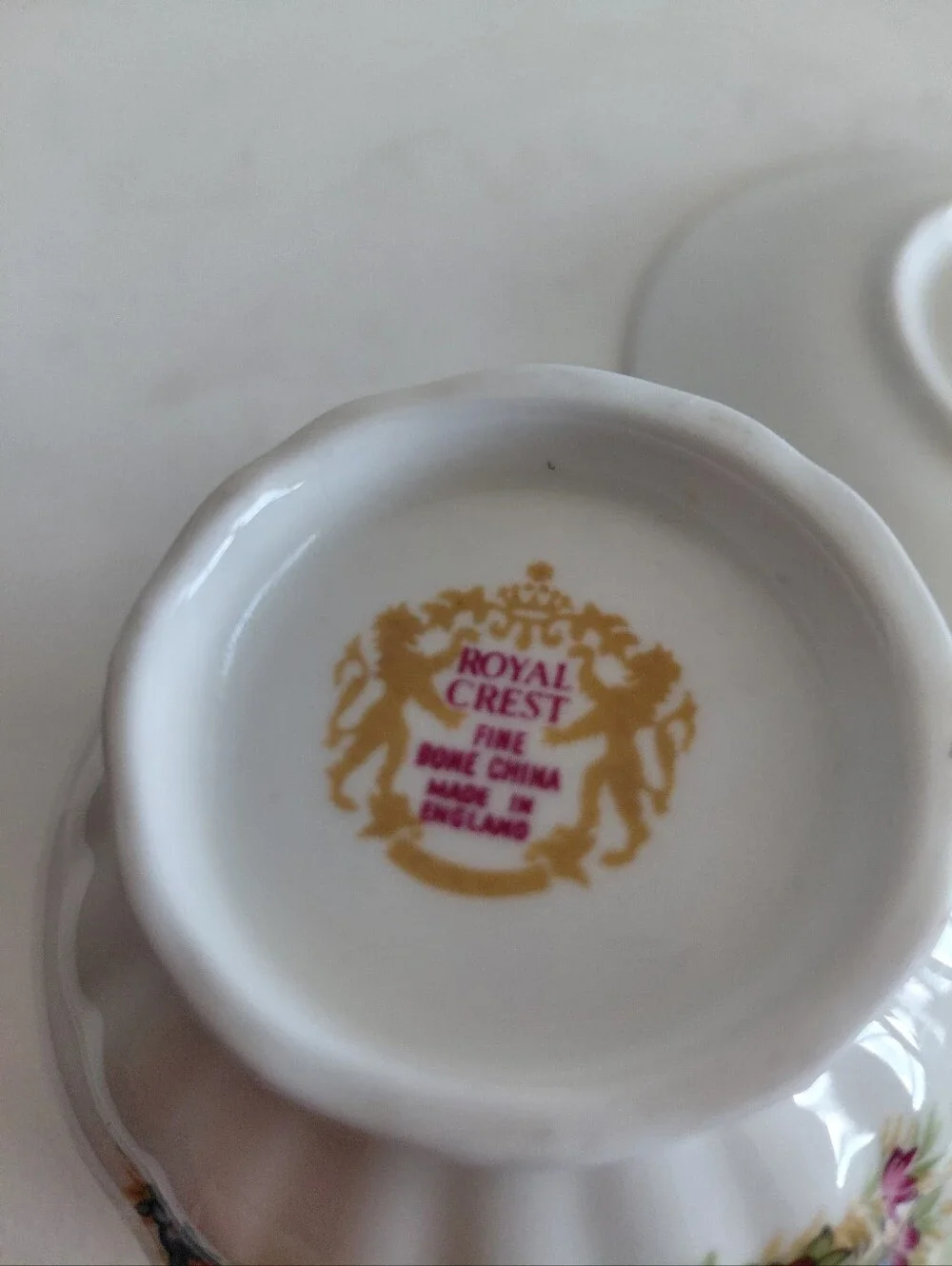 Vtg 1960s ROYAL CREST Fine Bone China FIRST LOVE Colonial Tea Cup&Saucer England